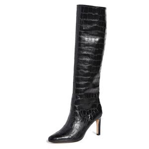Revolve Villa Rouge Flor Leather Croc Crocodile Knee High Heeled Boots